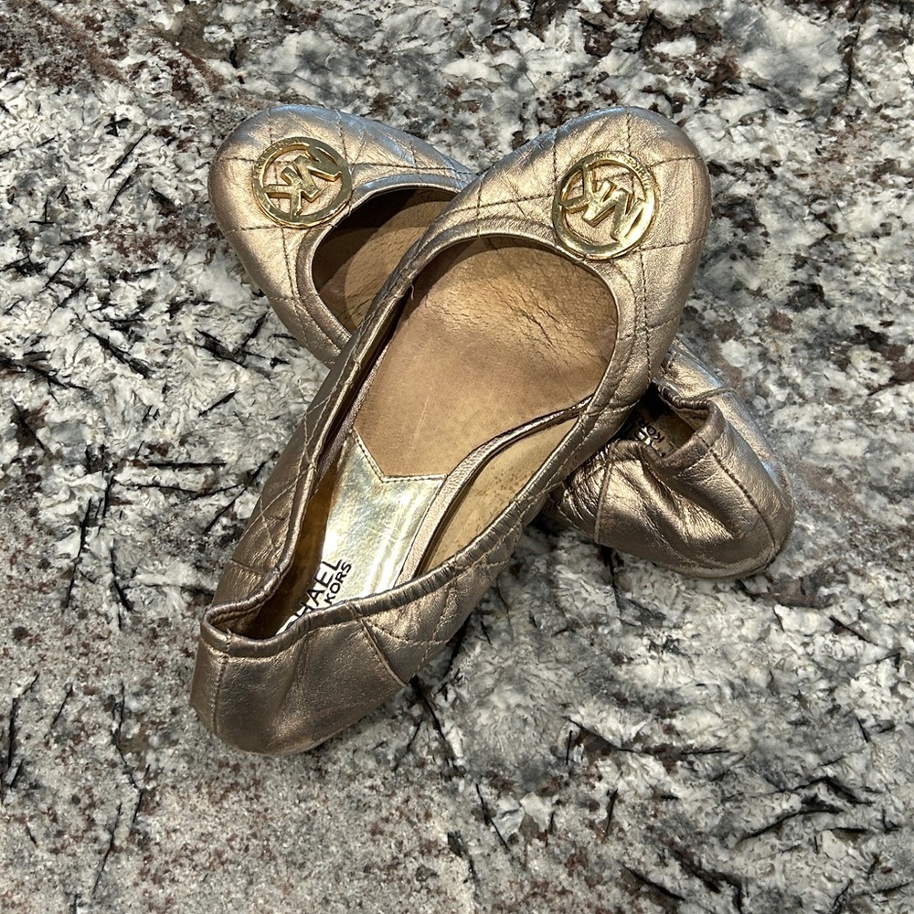 Gold Michael Kors Ballet Flats
